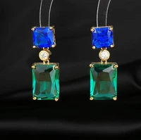 2022 new summer simple geometric square earrings for womens fresh blue green cube elegant geometry fashion jewelry