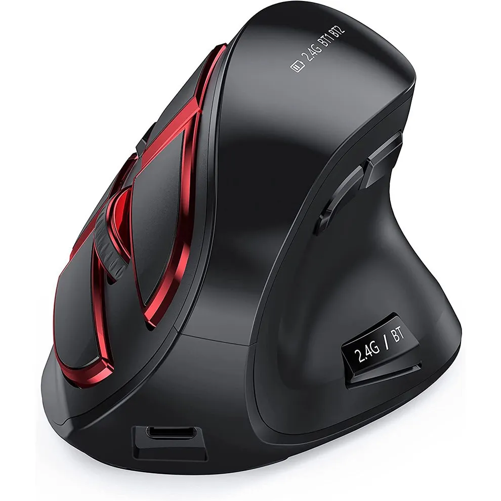 

2023 New Bluetooth+2.4G Wireless Vertical Mouse Rechargeable Quiet Click Ergonomic Mice for Laptop Computer Tablet Gaming Mouse