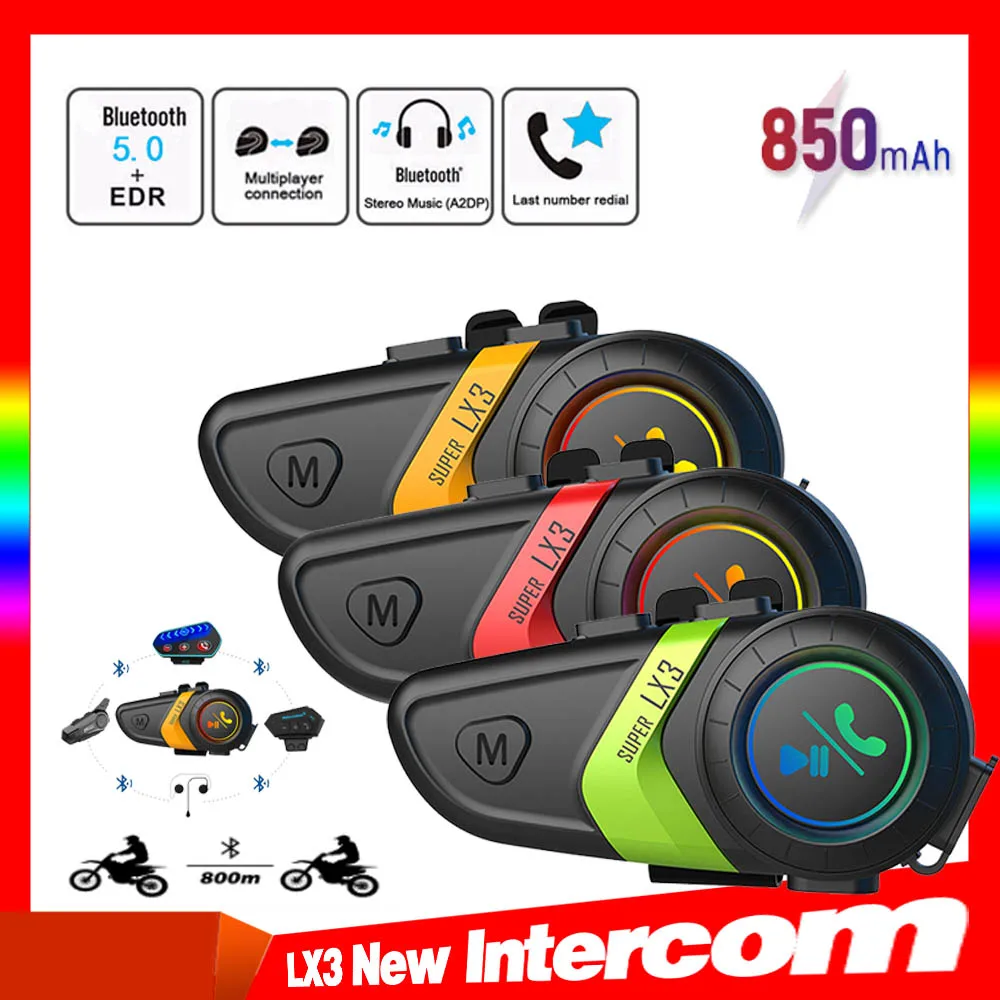 

Bluetooth-гарнитура для мотоциклетного шлема LX3, 800 м