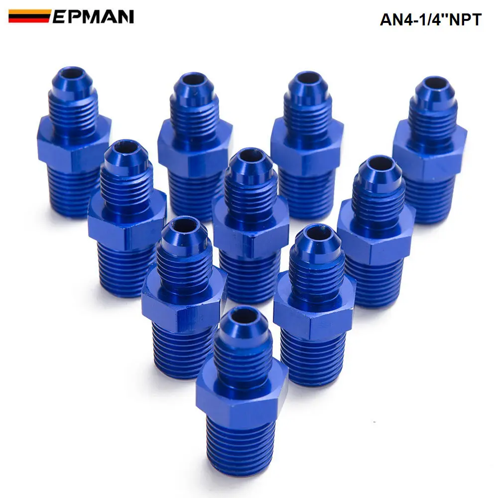 

10PCS/LOT 4AN 4 AN -4 Male to Male 1/4"NPT Straight Flare to Pipe Thread Fitting Adapter AN4-1/4"NPT