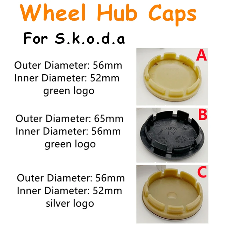 

56mm 65mm 4pcs/lot Car Wheel Center Hub Caps Styling Cover for Skoda