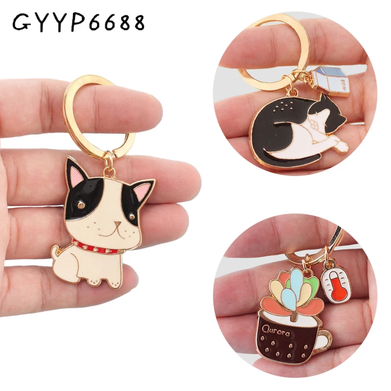 

1-5-30pcs New Personalize Quick Release Pit Bull Keychains Flat Novelty Beautiful Swivel Snap Cute Dog Cat Plant Key Rings