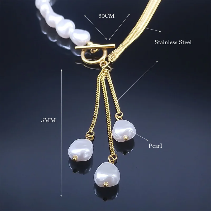 Ожерелье с длинной кисточкой и искусственным жемчугом в стиле барокко