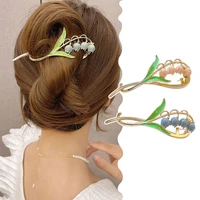 2022 korean metal flower hairpins hair clips fashion ponytail barrettes hairgrips headwear for women hair accessories jewelry