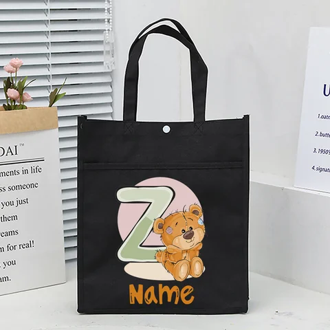 Персонализированная детская сумка-тоут с инициалами и именем, сумки для домашней школы, Оксфордская школьная сумка для чтения книг, подарок на день рождения для детей