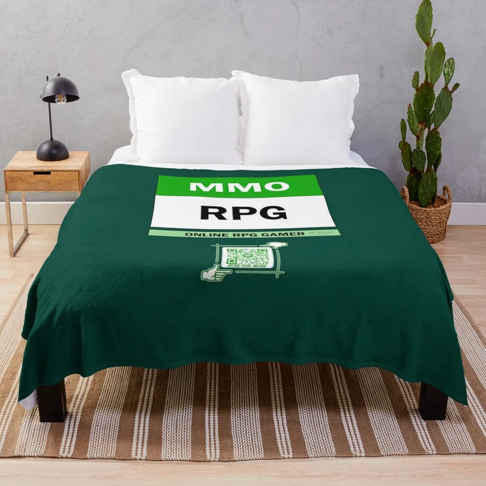 MMO RPG - Online Gamer Logo V4 (зеленый/белый) Плед для пикника Мягкие роскошные дизайнерские