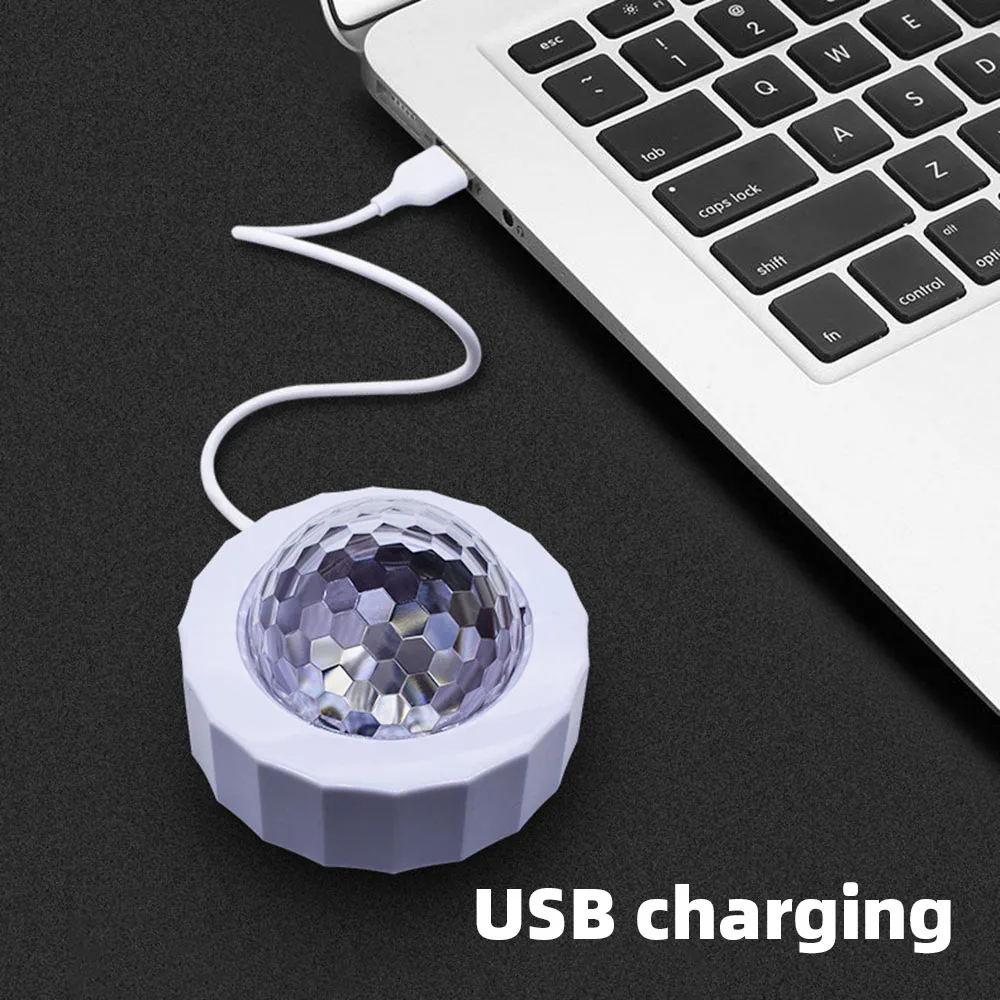 Фото RGB LED дискотека шар кристалл Волшебный шар USB Подзаряжаемый сценический световой эффект DJ вечеринка Рождественская акустическая активация лампа с магнитом  №5