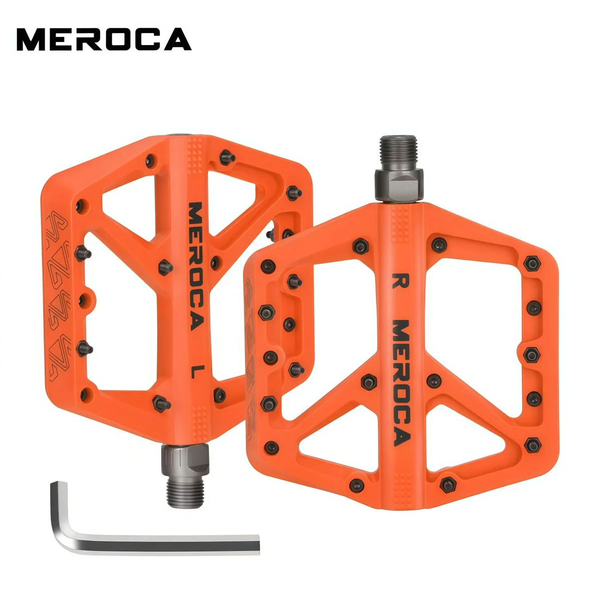 Велосипедные педали MEROCA C569 из нейлона с герметичными подшипниками, широкая платформа, для горных, шоссейных и фикс-велосипедов (черный, красный, оранжевый, зеленый) (art.: 3920dbf85cefb) - 3920dbf85cefb