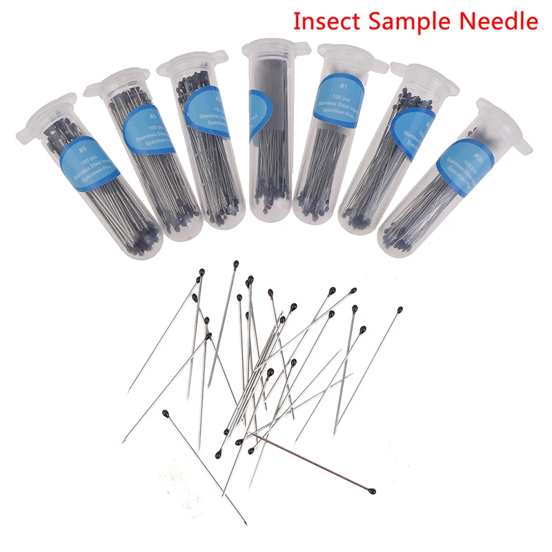 

100 Pieces Insect Pins Specimen Needle Stainless Steel with Plastic Box for School Lab Entomology Body Dissection Insect Needles
