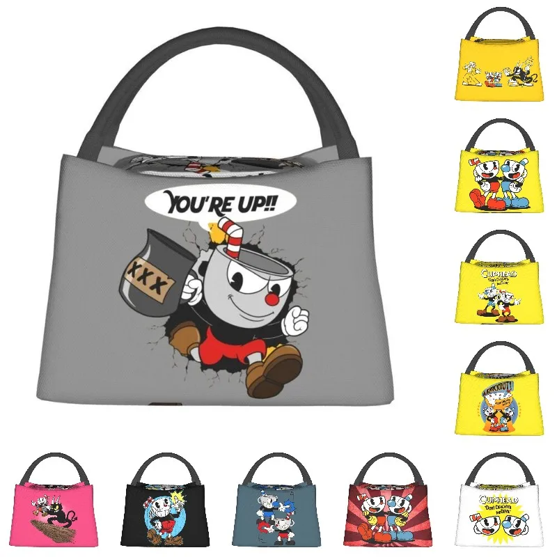 

Индивидуальная сумка для ланча Cuphead, женская теплая термоизолированная коробка для ланча для офиса и путешествий