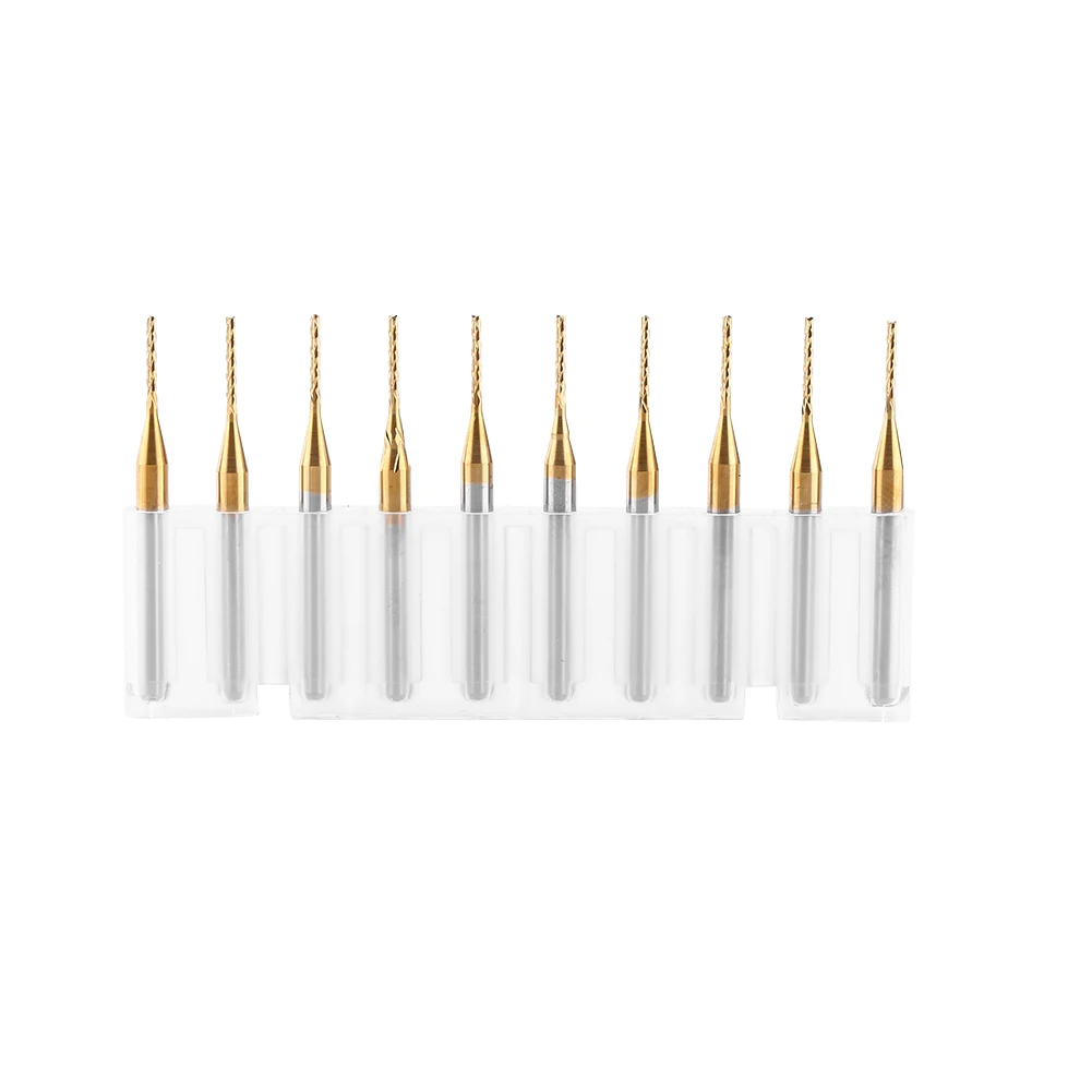 

10pcs Titanium Coat Tungsten Carbide End Mill Engraving Bits Milling Cutter 3.175mmx1mm End End