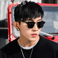 lioumo brand design men polarized sunglasses classic retro rivet shades square sun glasses for women uv400 brown zonnebril heren