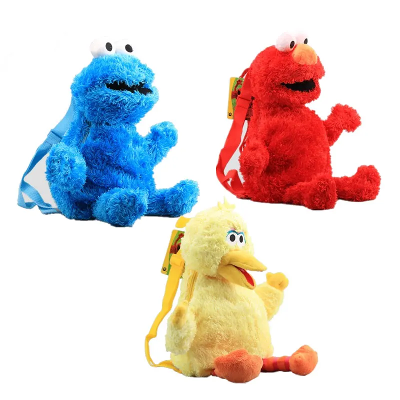 

45/65cm Cartoon Elmo Big Bird Cookie Plush Backpack Kawaii Kermit Plush Doll Bag Lovely Frogs Plush Bag Birthday Gift For Kids