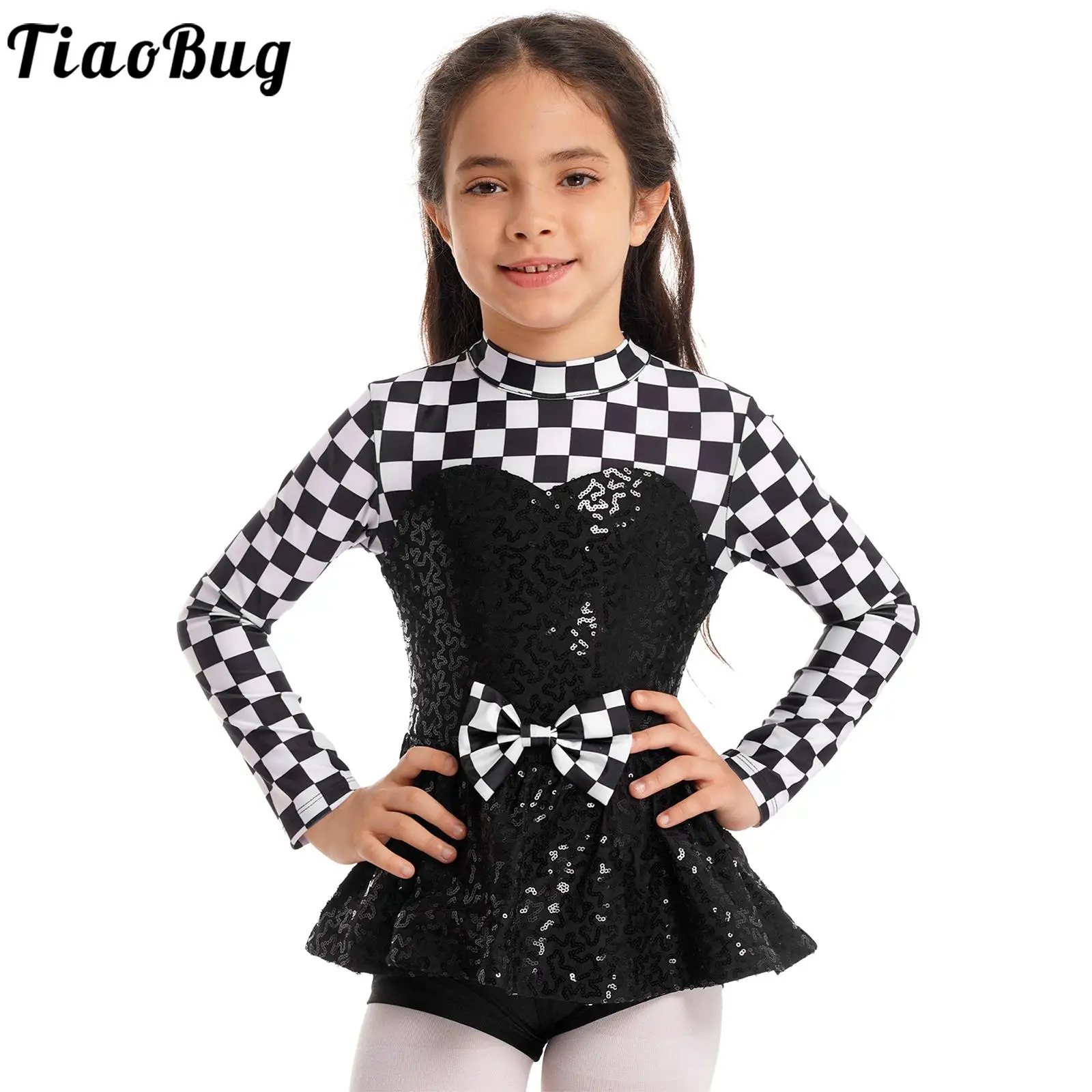 Kids Girls Race Car Driver Costume Child Racing Long Sleeve Sequins Tutu Dress Halloween Cosplay Party Carnival Fancy Dress Up