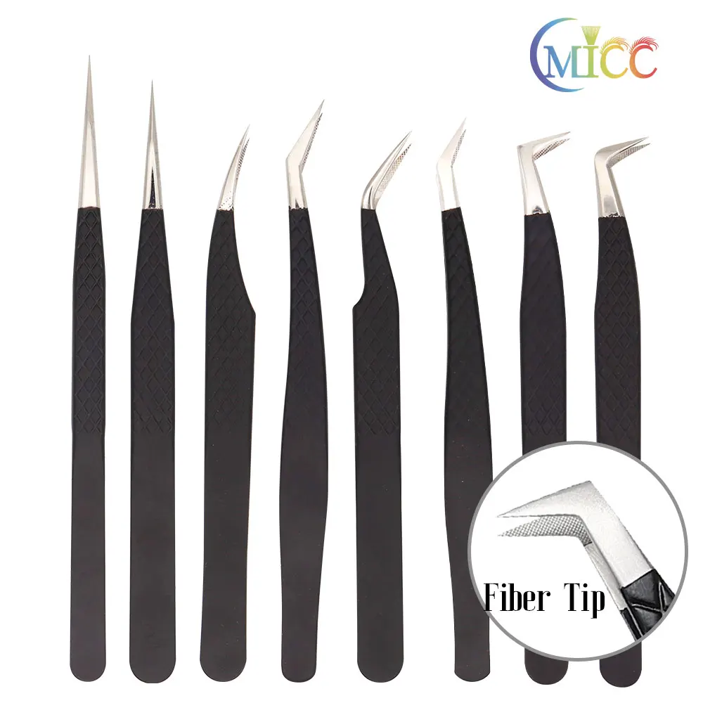 Пинцет для накладных ресниц с волокнистым кончиком наращивания зажим увеличения