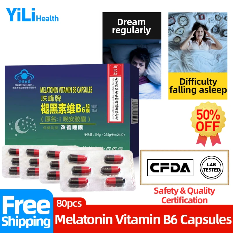 

Melatonin Sleeping Pills Deep Sleep Helps Improve Sleep Insomnia Supplements Melatonina Vitamin B6 Capsules 350mg CFDA Approved