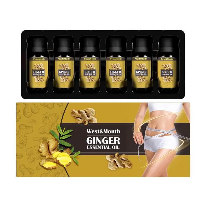 

Belly Drainage Ginger Oil 6PCS Ginger Essential Oil Plant Aroma Oil Slimming Tummy Ginger Oil Repelling Cold Relieve Muscle