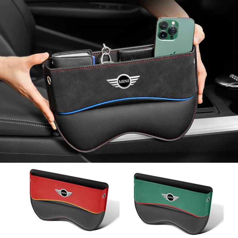 

For Mini One JCW Countryman Cooper F55 F56 R60 WORKS R59 Car Seat Organizer Crevice Storage Box Suede Leather Accessories