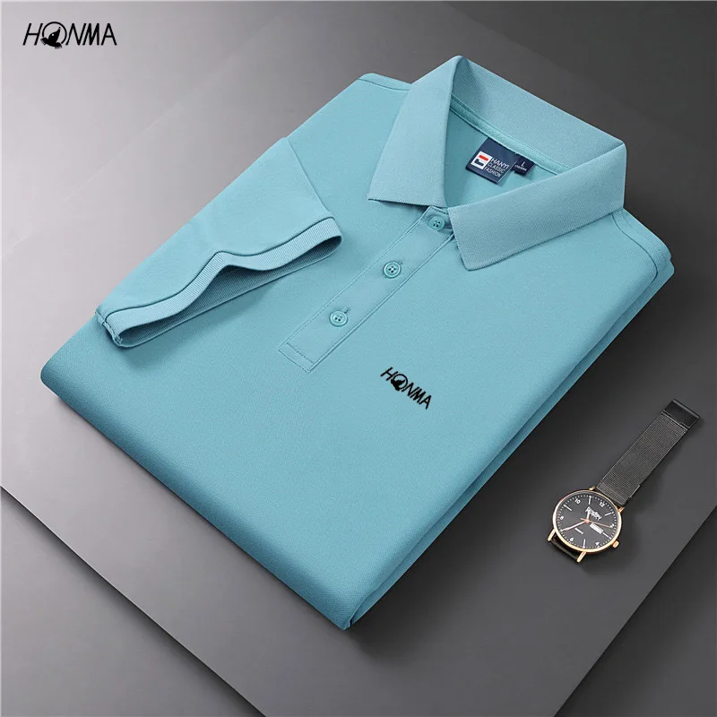 

High Quality HONMA Golf Shirt Cotton Golf Clothing for Men Summer Breathable Sports Short-sleeved Top Jersey Lapel POLO T Shirts