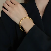brass bamboo push and pull bracelet female white plain ring simple and versatile adjustable mouth bracelet