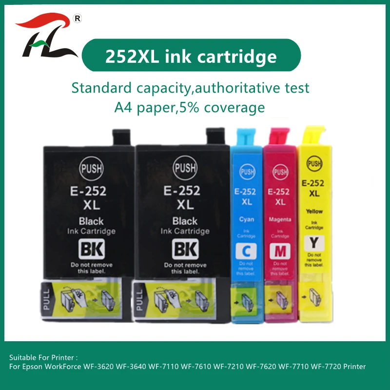 

Compatible 252XL Ink Cartridge T252XL E-252XL 252 XL For Epson WorkForce WF-3620 3640 7110 7210 7610 7620 7710 7720 Printer