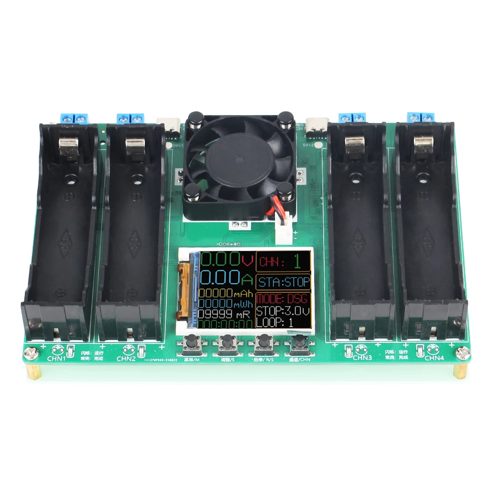 Цифровой двухпортовый вход Type-C 5 В 18650 тестер емкости литиевой батареи 4-канальный