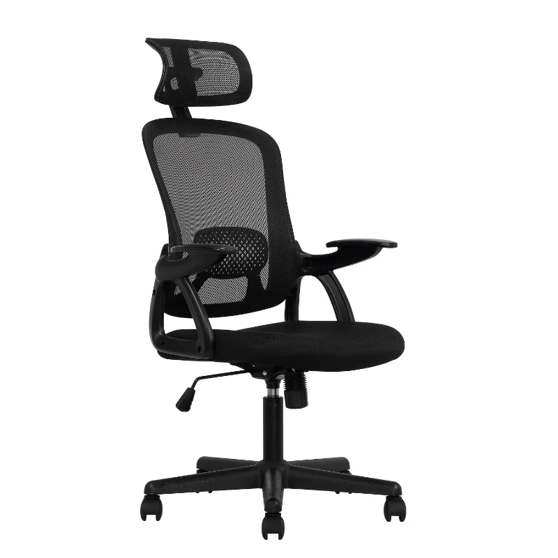 

Ergonomic Office Chair with Adjustable Headrest, Black Fabric, 275lb capacity