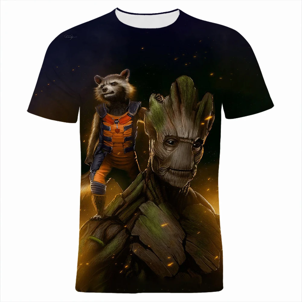 2022 Летняя мужская футболка с коротким рукавом принтом грута и енота женская