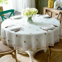 simple light luxury 1 8 round tablecloth waterproof cotton and linen table cloth art small coffee table cloth household