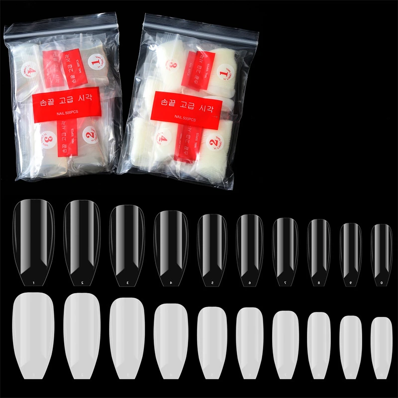 

500 Kit Bagged Fake False Nails Full Half French Acrylic ABS For Manicure Fingers Toes Set