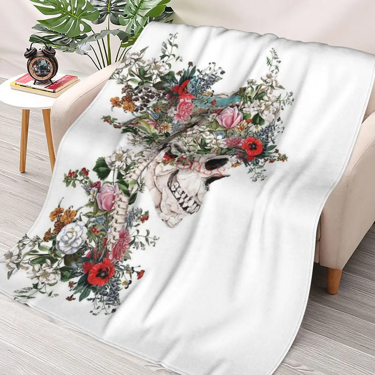 

Skull Queen 3D Printed Flannel Throw Blanket