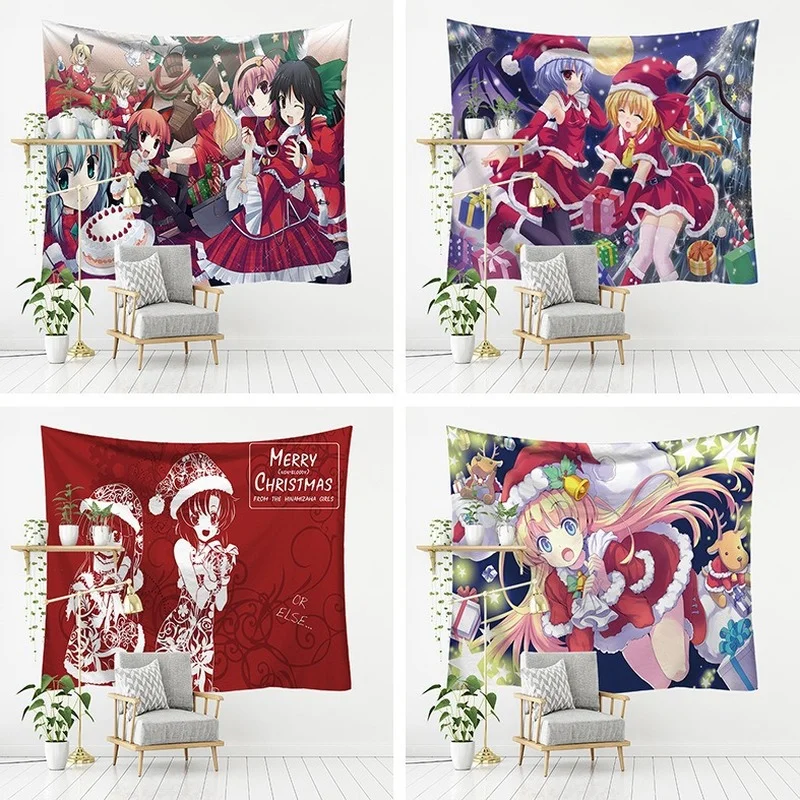 

Cartoon Girl Christmas Series Tapestry Home Decoration Printed Wall Cloth Room Wall Background Wall Cloth 95*73cm