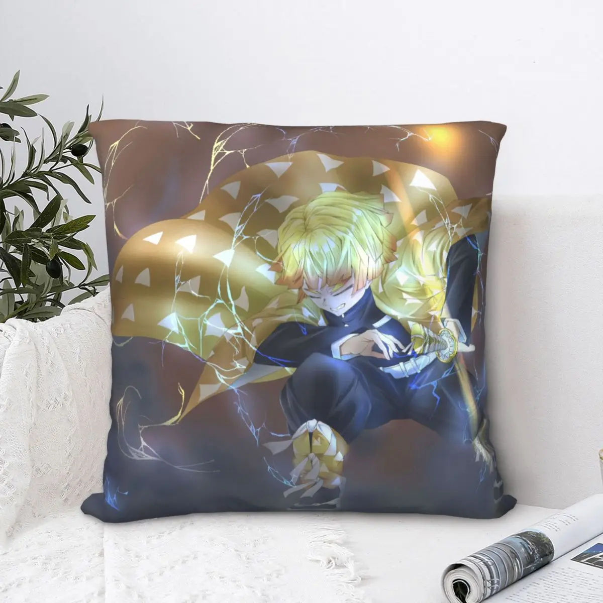 

Lightning Throw Pillow Case Demon Slayer Japanese Adventure Anime Cushion Home Sofa Chair Print Decorative Hug Pillowcase