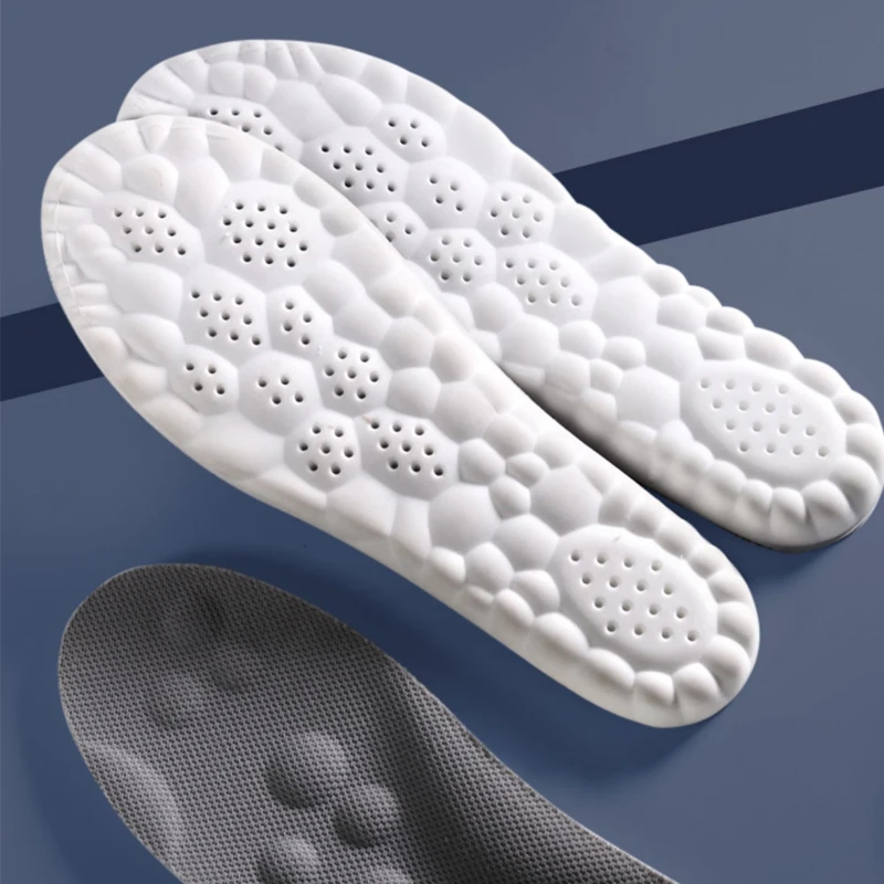 4D Shock Absorption Sports Insoles Soft Breathable Orthopedic High-elastic Running Shoe Pad For Men Women Latex Massage Insole