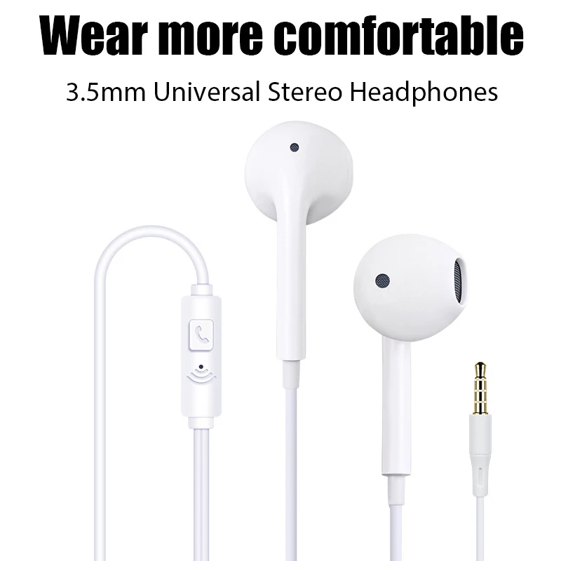 

Wired Headphones With Microphone 3.5mm Sports Headphones With Bass Hands-free Stereo Hi-fi Microphone Music