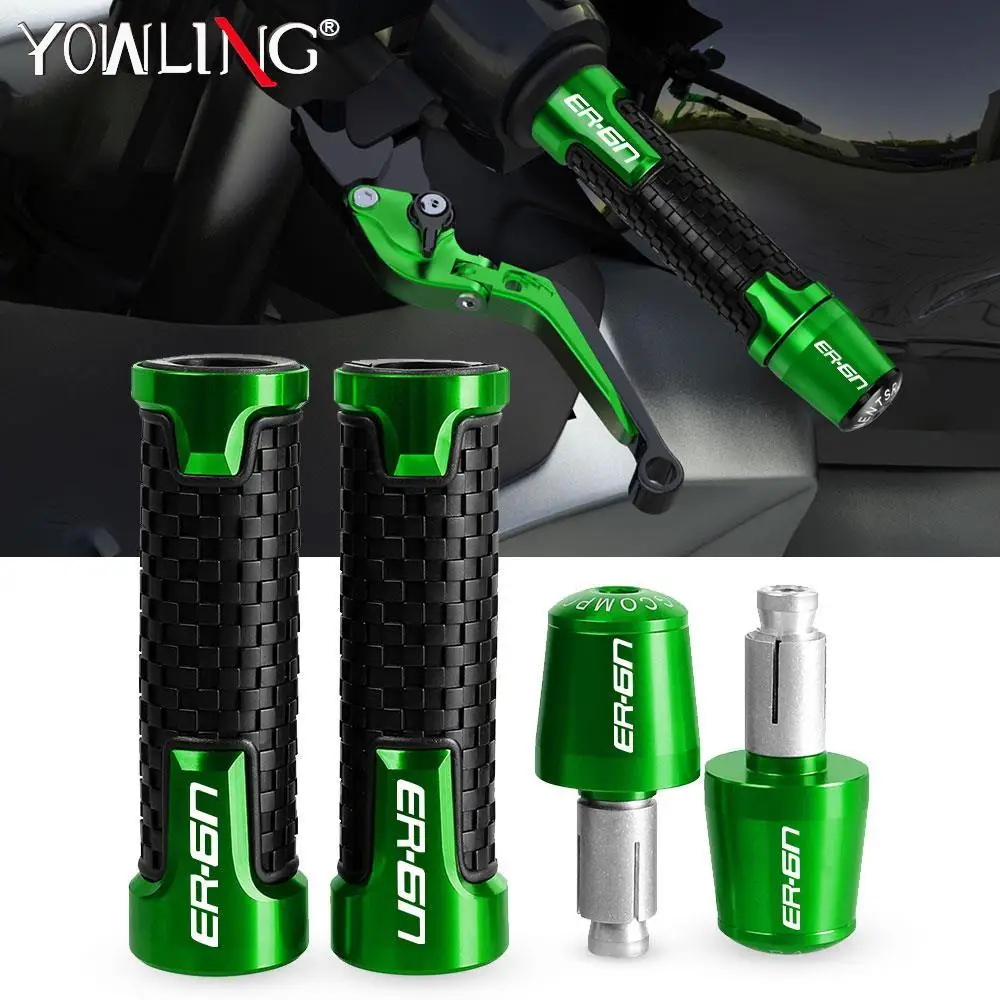 

CNC Handlebar Rubber Gel Hand Grips Brake Hands FOR KAWASAKI ER6N ER-6N 2006-2013 2014 2015 2016 2017 Handle bar Grip Ends