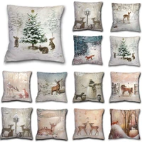 cute cartoon animal print pillowcase soft car sofa christmas ornament home decor pillow cushion cover