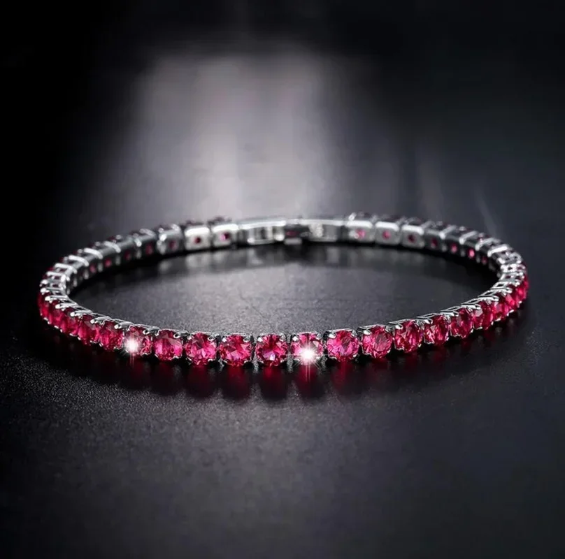 Браслет-цепочка мужской/женский теннисный с фианитом 4 мм