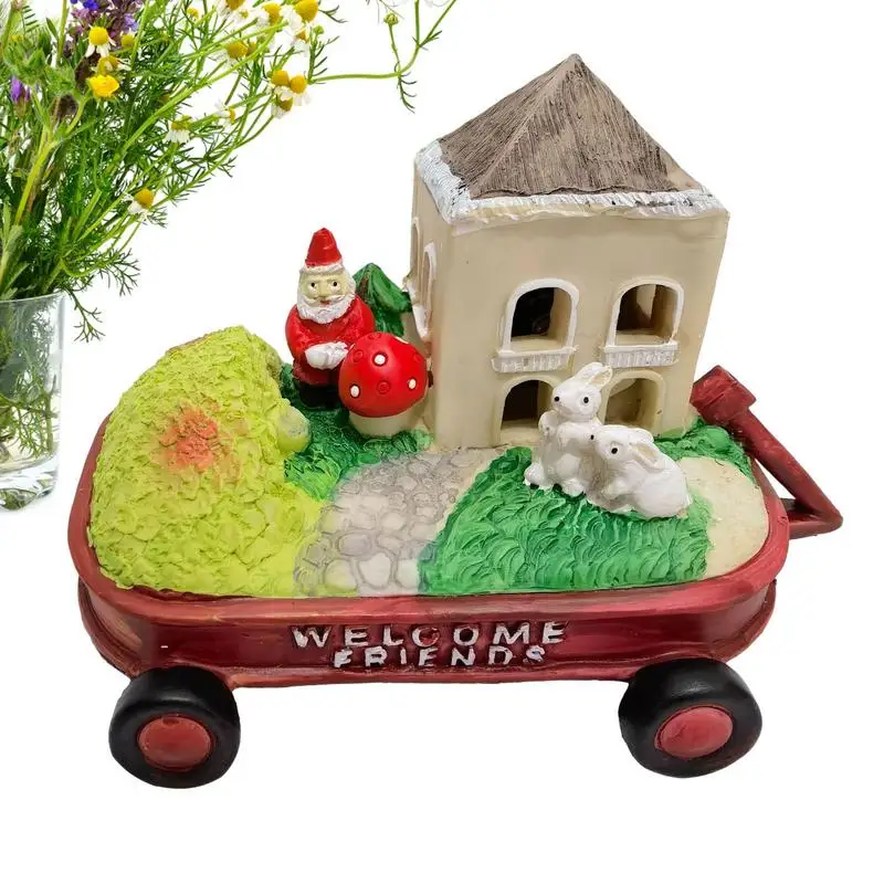 

Садовые гномы, уличные красные прицепы-станции, Рождественское украшение, рождественские тематические украшения, подходят для двора, сада, патио, балкона