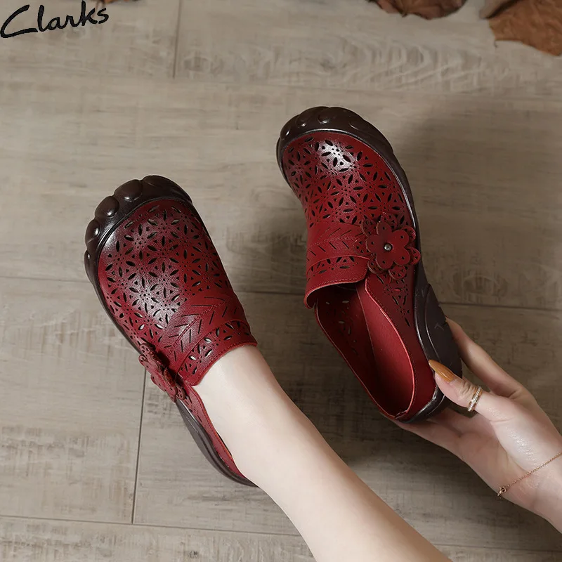 Summer Casual Women's Shoes Ethnic Style Leather Flower Breathable Women's Sandals Large Size Comfortable Soft Bottom Slippers