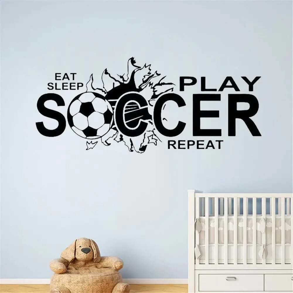 Настенная футбольная наклейка Eat Sleep Play SOCCER Vinyl наклейки на стену с цитатой дети
