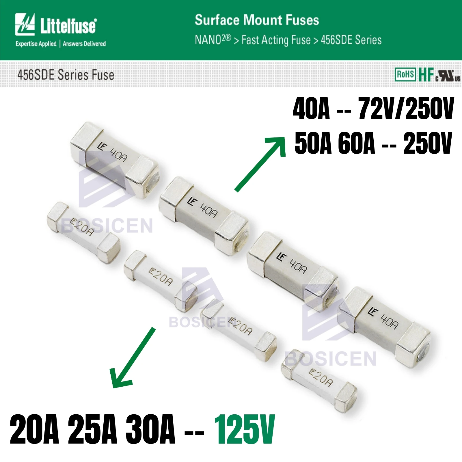 

5 шт. предохранителей Littelfuse серия 456 NANO2 LF 20А 25А 30А 40А 50А 60А