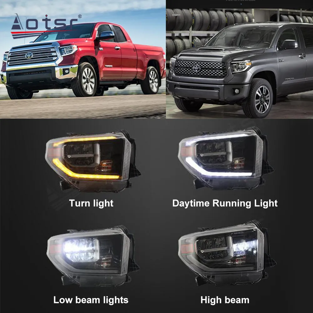 Headlight Assembly LED For Toyota Tundra 2014-2018 Car Day Running Lights Fog DRL Lamps Accessory Brake Warning Stop Turn Signal
