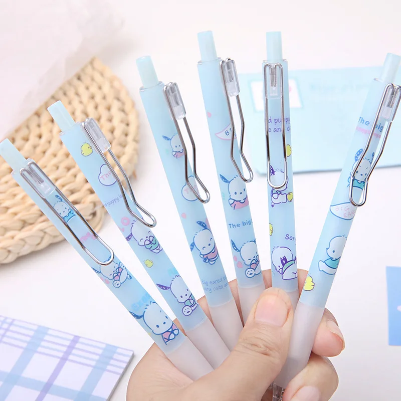 6 шт./лот Sanrio Kawaii Pochacco Press гелевая ручка милые 0 5 мм черные чернила нейтральные