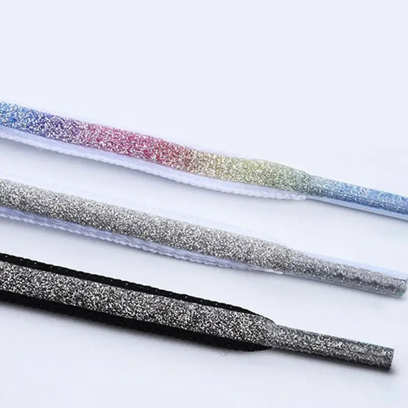 1Pair Semicircle Reflective Shoelaces Luminous Sneakers Shoelace Laser Sequin Shoe Laces Fluorescent Laces Shoes 100/120/140cm