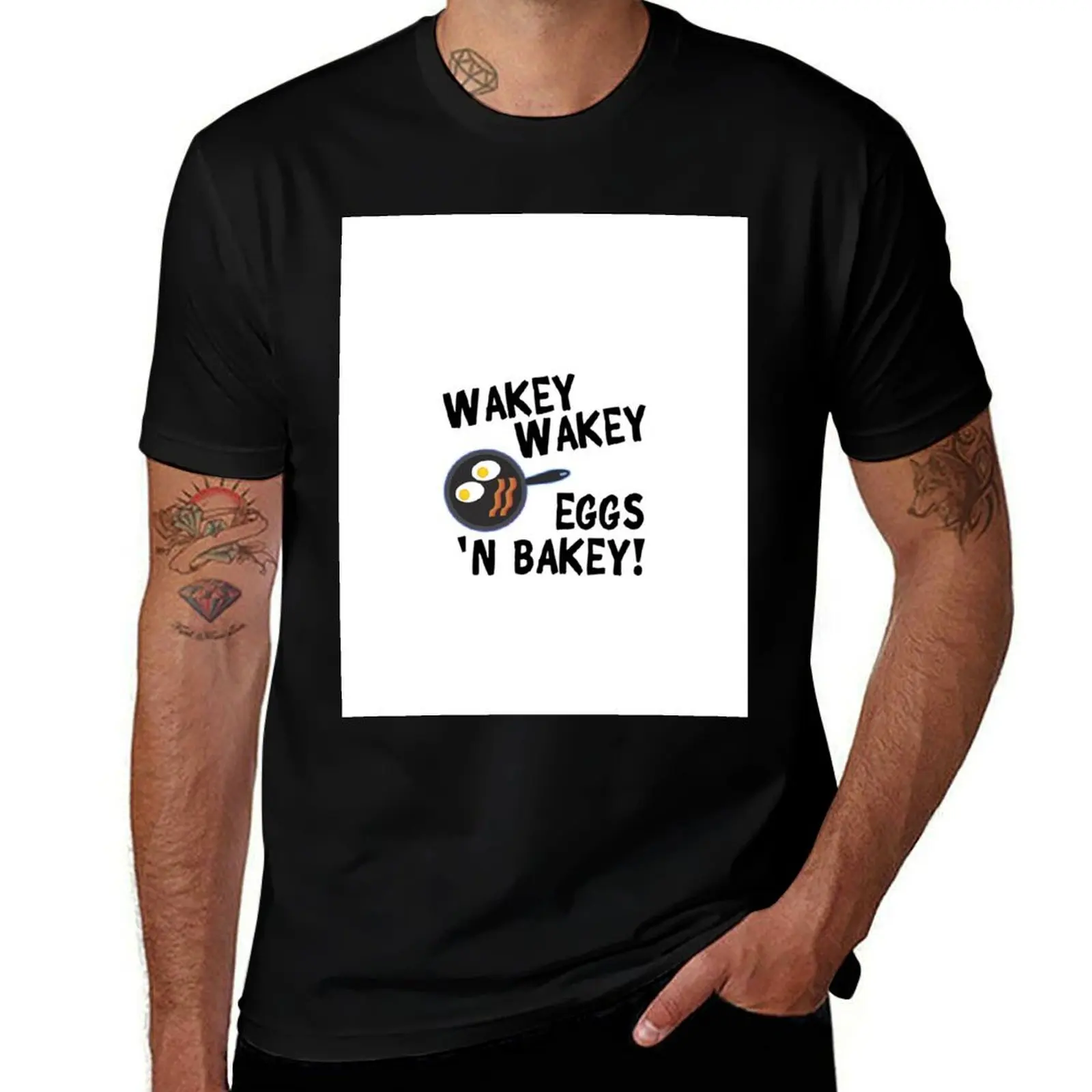 Фото рубашка мужская футболка с рисунком Wakey хлопок и рубашка футболка Wakey Bakey Eggs man №1