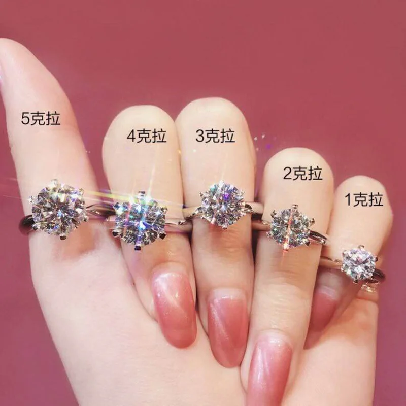 

Baosina Imitated Copy 100% Real Moissanite Diamond Stonee Big Carat Women's Ring Proposal Wedding Hot Sale Electroplate Inlay Tr