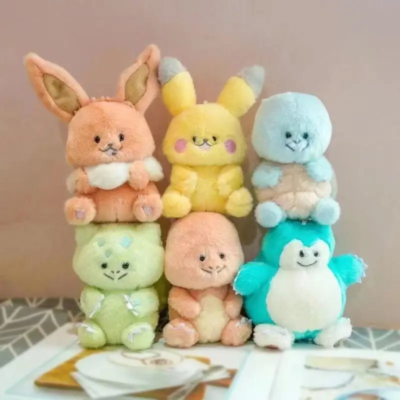 

Anime Pokemon Pikachu Eevee Bulbasaur Squirtle Plush Doll Bag Small Pendant Keychain