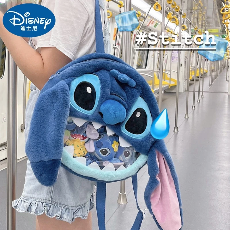 

Disney Stitch Anime Plush Backpack Cartoon Modeling Large Capacity Backpack For Children Cute Plush School Bags Birthday Present