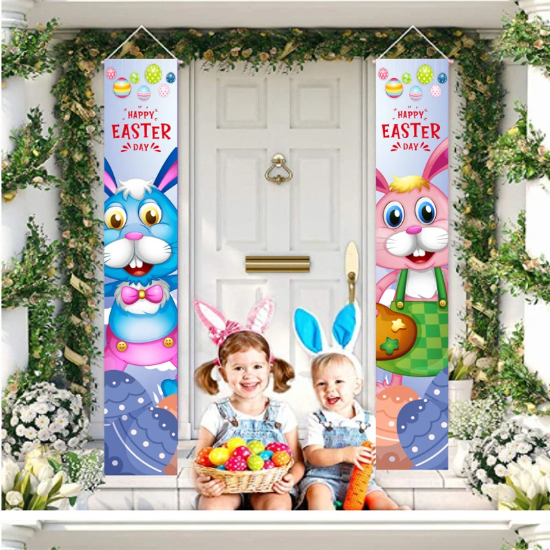 

Пасхальный домашний наружный баннер, рекламный знак, украшение для пасхальвечерние, реквизит, украшение, яйцо, кролик, занавеска